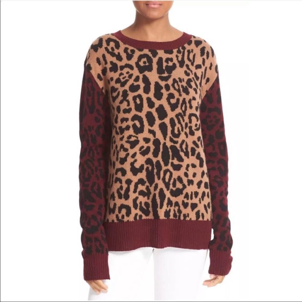 A.L.C. Multicolor Matt Leopard Wool& Cashmere sweater. Size M